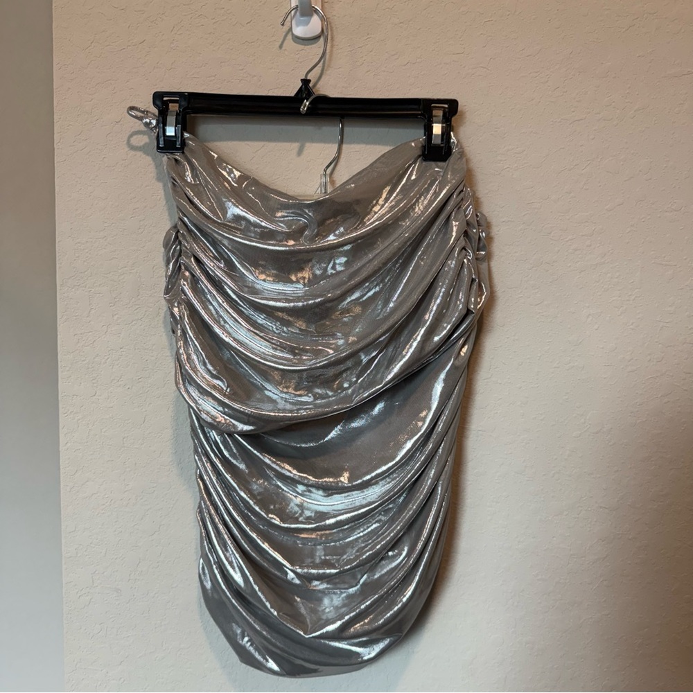 Fashion Nova One Shoulder Top + Skirt Matching Set